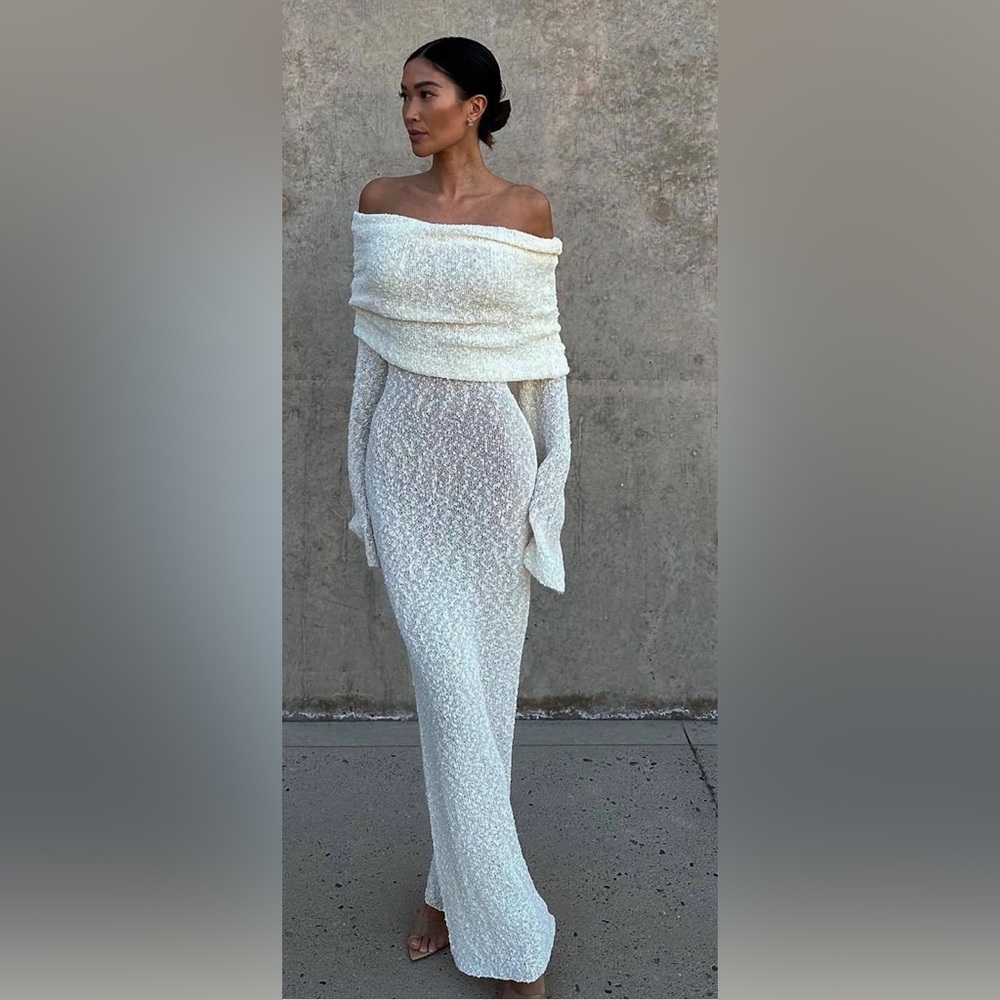 Elegant Ivory Knit Dress